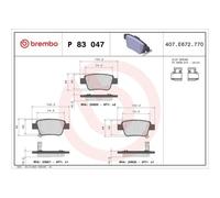Brembo Set pastiglie freno P 83 047 posteriore per Toyota Avensis