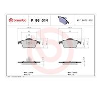 Set di pastiglie freno BREMBO P 86 014, posteriore