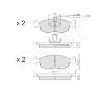 Kit Pastiglie Freno Freno A Disco Metelli 22-0274-1 per Lancia Assale Anteriore