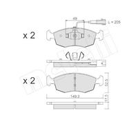 Kit Pastiglie Freno Freno A Disco Metelli 22-0274-4 per Fiat Assale Anteriore