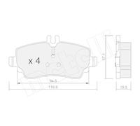 Pastiglie freno 22-0310-1 METELLI per MERCEDES-BENZ VANEO