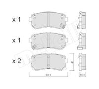 metelligroup 22-0725-0 Pastiglie Freno Anteriori E Posteriori, Made in Italy, Pezzo di Ricambio per Auto/Automobile, Kit da 4 Pezzi, Certificate ECE R90, Prive di Rame