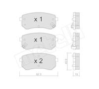 METELLI Pastiglie Freno Bremsbelegsatz Posteriore per Hyundai i10 Kia Picanto