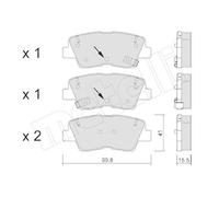 Kit Pastiglie Freno Freno A Disco Metelli 22-0886-1 per Ssangyong Hyundai Kia