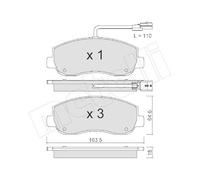 metelligroup 22-0898-0 Pastiglie Freno Anteriori E Posteriori, Made in Italy, Pezzo di Ricambio per Auto/Automobile, Kit da 4 Pezzi, Certificate ECE R90, Prive di Rame