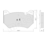 Kit Pastiglie Freno Freno A Disco Metelli 22-1170-0 per Audi Assale Anteriore