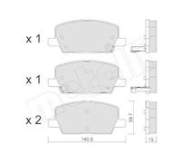 Kit Pastiglie Freno Freno A Disco Metelli 22-1212-0 per Opel Vauxhall