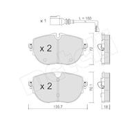 Kit Pastiglie Freno Freno A Disco Metelli 22-1321-0 per VW Assale Anteriore