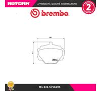 Kit pastiglie freno, Freno a disco posteriore (MARCA-BREMBO)..