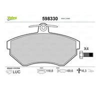 VALEO 598330 Kit pastiglie freni