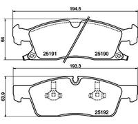 HELLA PAGID 8DB 355 019-551 Kit pastiglie freno,T2053,Spessore,19mm,Sistema frenante,Teves,con segnalatore acustico usura,per es. DODGE / JEEP