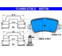 Kit pastiglie freno posteriore ATE 13.0460-2736.2 per VOLVO XC60 I SUV (156)