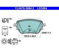 Set di pastiglie freno ATE 13.0470-3884.2, posteriore, Ceramica