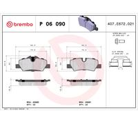 Kit pastiglie freno posteriore BREMBO P 06 090 MINI MINI 1.5 Cooper