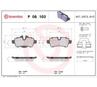 BREMBO P 06 103 Kit pastiglie freni