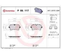 BREMBO P 85 117 Kit pastiglie freni