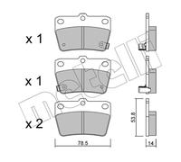 METELLI Pastiglie Freno Bremsbelegsatz Posteriore per Toyota Rav 4 II