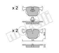 metelligroup 22-0560-0 Pastiglie Freno Anteriori E Posteriori, Made in Italy, Pezzo di Ricambio per Auto/Automobile, Kit da 4 Pezzi, Certificate ECE R90, Prive di Rame