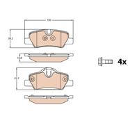 TRW GDB2088 Pastiglie Freno Set di 4 para Mini Mini (F56) 2013 - Assale Posteriore e Altri Veicoli