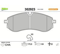 Kit pastiglie freno posteriore VALEO 302923 per VW CRAFTER 2.0 TDI