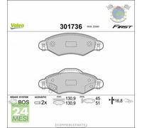 Kit Pastiglie freno Valeo Anteriore per TOYOTA YARIS bw2