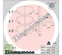 Kit pastiglie freno Zimmermann Anteriore per FIAT 500X JEEP RENEGADE COMPASS