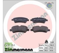 Kit pastiglie freno Zimmermann Posteriore per FORD TRANSIT TOURNEO
