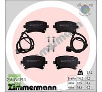 Kit pastiglie freno Zimmermann Posteriore per VW PHAETON