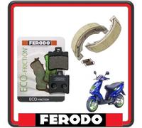 KIT PASTIGLIE PASTICCHE FRENO FRENI ANTERIORI E GANASCE POSTERIORI FRENO FERODO COMPATIBILI PER PIAGGIO NRG 50 2T MC2 EXTREME E1 MODELLO FRENO A TAMBURO POSTERIORE DAL 1999 AL 2001 FDB680 - FSB938