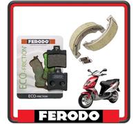 KIT PASTIGLIE PASTICCHE FRENO FRENI ANTERIORI E GANASCE POSTERIORI FRENO FERODO COMPATIBILI PER PIAGGIO NRG 50 2T MC3 DT AIR E1 MODELLO FRENO A TAMBURO POSTERIORE DAL 2001 AL 2005 FDB680 - FSB938