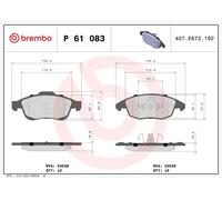 KIT PASTIGLIE PATTINI PASTICCHE FRENO BREMBO P 61 083