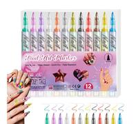 Kit Pen per Unghie,12 Pezzi Con Punte Fine Strumenti Portatili Per Unghie | Pennarelli Doodle Pittura Manicure,per Decorazione Manicure Linee e Tratteggio