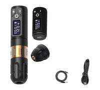 Kit Penna Macchina For Tatuaggio Wireless Motore Coreless Con Batteria Da 2400 MAh Cartuccia Mista 80 Pezzi For Tatuatore Facile Da Usare(Gold KIT)