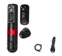 Kit Penna Macchina For Tatuaggio Wireless Motore Coreless Con Batteria Da 2400 MAh Cartuccia Mista 80 Pezzi For Tatuatore Azionamento Di Precisione(Red KIT)