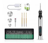 Kit penna per incisione elettrica Incisore cordless a 3 velocità con 30 punte e lame per, mini strumento per incisione per metallo Legno Vetro Plastica Artigianato fai-da-te