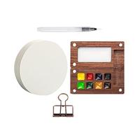 Kit per acquerelli - Mini scatola a griglia in legno, per quaderni da pittura, organizer artistico da viaggio, set creativo portatile | Pennelli con clip per raccoglitori inclusi per pittori, studenti
