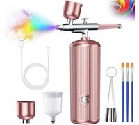 Kit per aerografo con compressore, 48 psi, senza fili, ricaricabile, non intasamento, ad alta pressione, con ugello da 0,3 mm e spazzola per la pulizia, pistola portatile per nail art, trucco