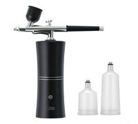 Kit per aerografo senza fili con punta da 0,3 mm, compressore a pressione variabile, 3 dimensioni di tazza, ricaricabile tramite USB, per pittura auto, nail art, modello (nero A)