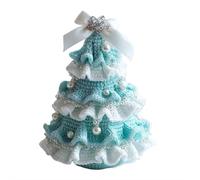 Kit per albero di Natale all'uncinetto, fai da te, kit per uncinetto fai da te, kit natalizio con perline, istruzioni per la decorazione (bianco blu ghiaccio)