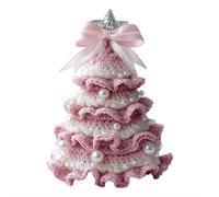 Kit per albero di Natale all'uncinetto, fai da te, kit per uncinetto fai da te, kit per artigianato natalizio con perline, istruzioni per la decorazione (bianco rosa)