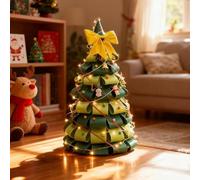 Kit per albero di Natale in carta fai da te, 2026, nuovo set 3D per albero di Natale con ornamenti, fiocchi dorati e pompon, decorazione creativa fatta a mano per le vacanze per la casa in famiglia