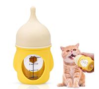 Kit per allattamento con biberon, biberon in silicone anti-soffocamento per cuccioli, piccola scala trasparente, per allattamento, neonati, gatti, cani, animali domestici (giallo, 80 ml)