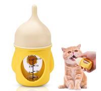 Kit per allattamento con biberon, biberon in silicone anti-soffocamento per cuccioli, piccola scala trasparente, per allattamento, neonati, gatti, cani, animali domestici (giallo, 20 ml)