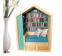 Kit per angoli per libri, libreria in miniatura per libri, piccola libreria di casa, piccolo mondo in legno, decorazione in legno fatta a mano, artigianato creativo per soggiorno