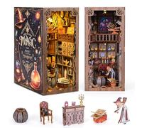 Kit per angolo libro per adulti, kit fai da te in miniatura per casa delle bambole con luce a LED, libreria 3D in legno con inserto per libri, decorazione per adulti e adolescenti (notte magica)