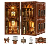 Kit per angolo libro - Piccola casa delle bambole fai da te, kit in miniatura per libreria, inserti, decorazioni per adulti e adolescenti, fermalibri 3D in legno con luci LED touch (The Philosophical
