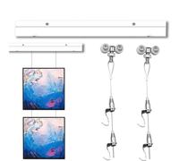 kit per appendere i quadri Sistema di binari per appendere quadri, kit di binari per gallerie in alluminio resistente con ganci regolabili e corde in acciaio(Rail 1m/39.4inL,Wire 1.5m/59.1in L)