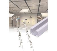 Kit per Appendere Quadri al soffitto - Binario da 39 Pollici, 2 Cavi, 6 Ganci - Perfetto per Poster, opere d'Arte, cornici - Binario Ideale per esporre Foto in Studio e a Parete (50 cm/19,69