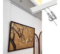 Kit per Appendere Quadri Binario per Appendere Quadri in Alluminio con Gancio, Kit di Ganci in Filo Metallico per Gallerie e Musei(0.7m/27"Rail,1.5m/59"Cable)