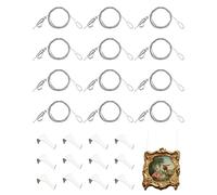Kit per appendere quadri, ganci per binario con 12 ganci bianchi per binario, cavo invisibile da 182 cm, 12 ganci regolabili, ganci in acciaio inox, ganci in nylon e cavo in acciaio (6 pezzi)